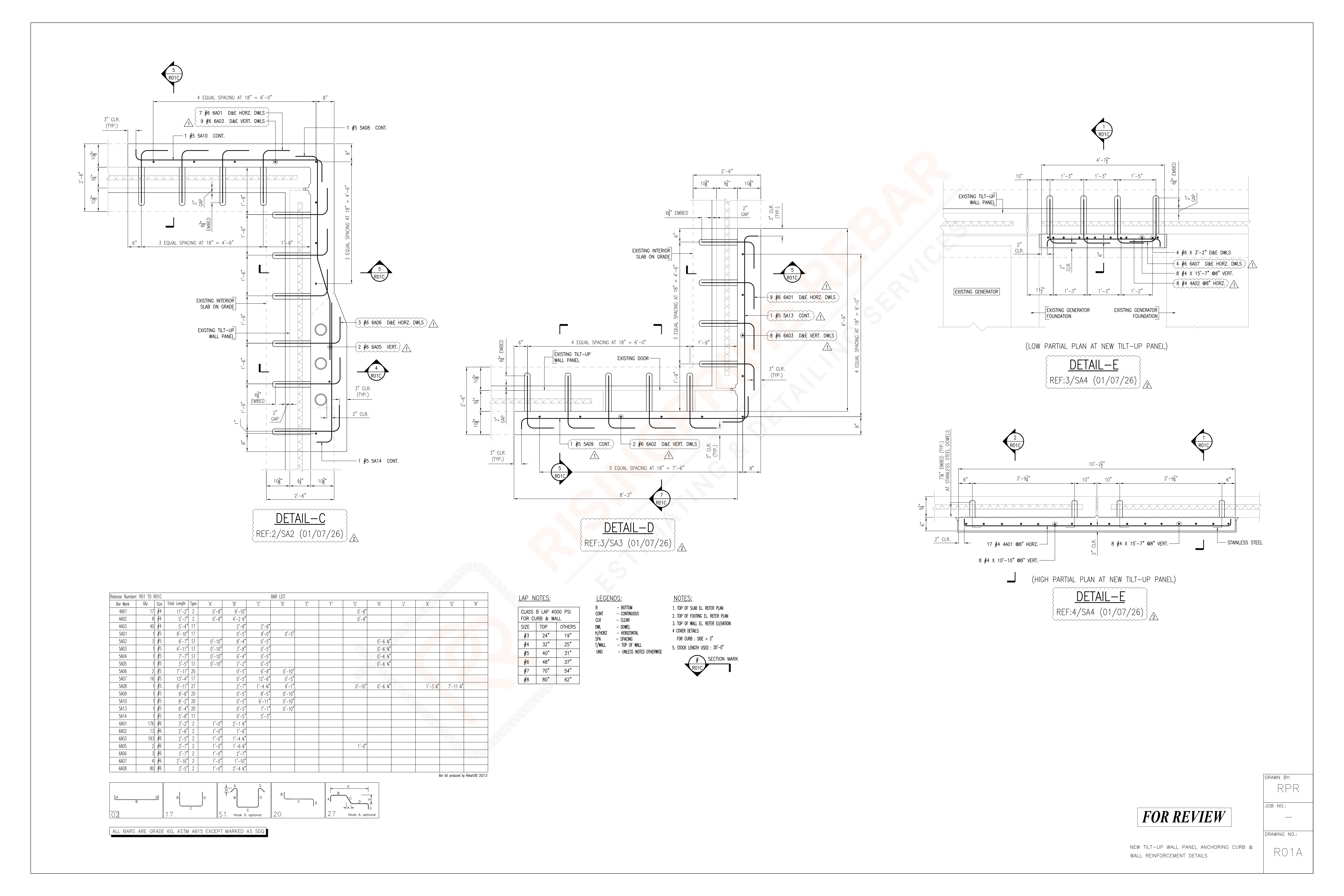 Foundation and Mat Rebar Placing Plan